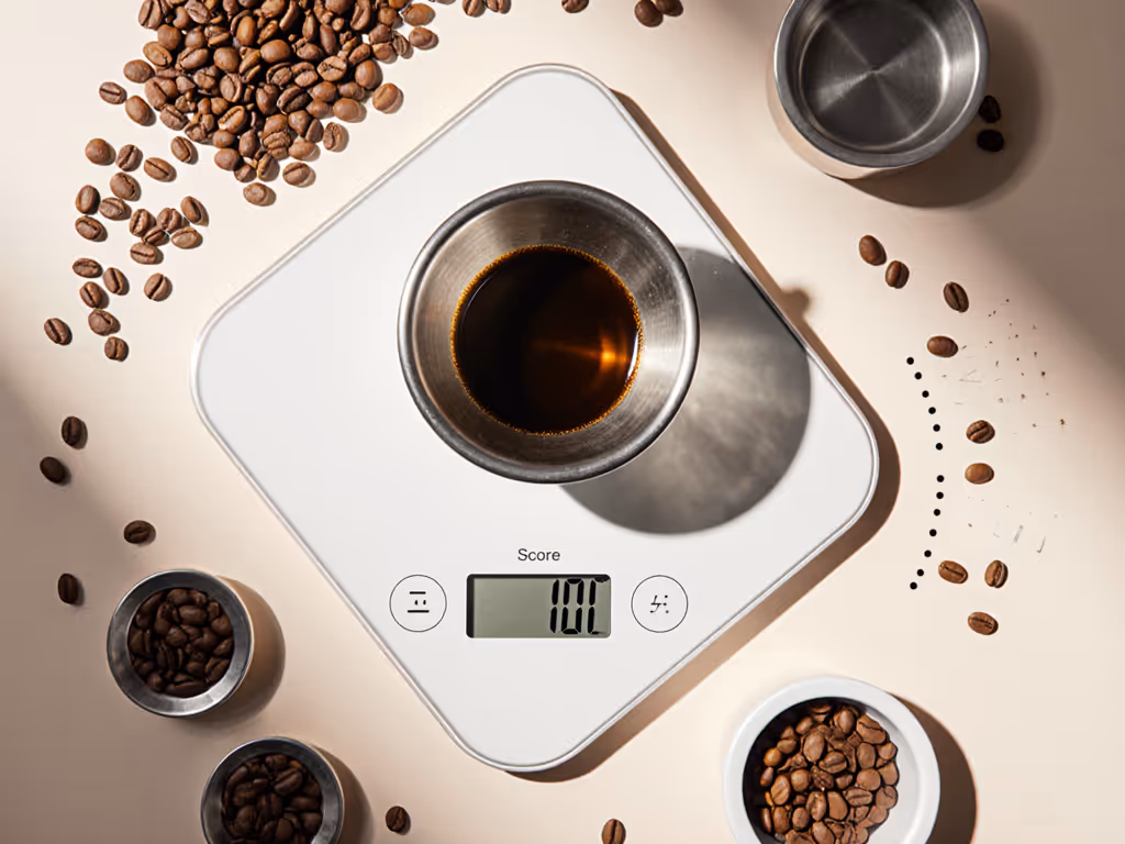 stainless_steel_coffee_filter_on_scale_showing_cost_per_cup_calculation