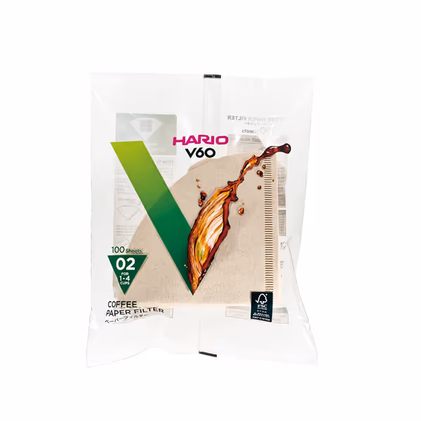 HARIO V60 Paper Coffee Filter, Size 02, Natural, 100ct